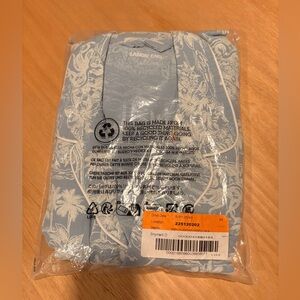 Lands’ End Men’s Pajama Set Blue Tropical Scene Chambray Size Large NIP